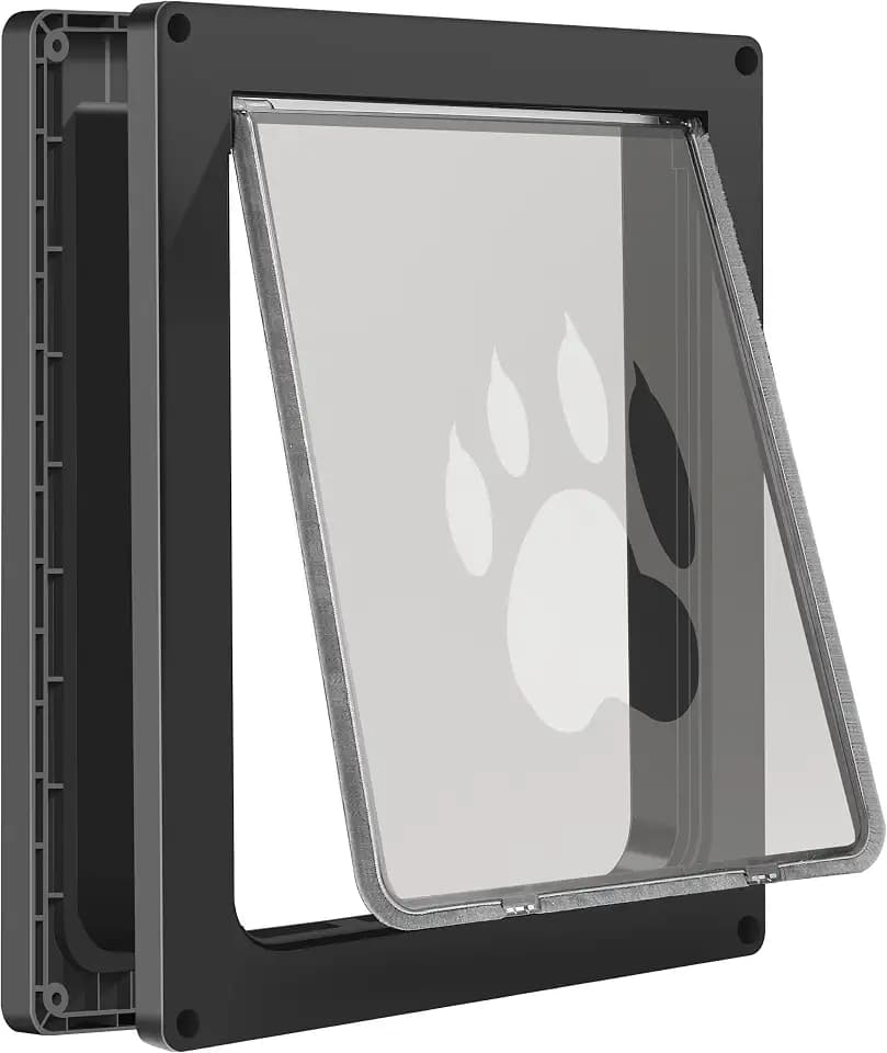 CEESC Large Dog Door, Snap-in Closing Panel, Up to 80 lbs, Durable, Black