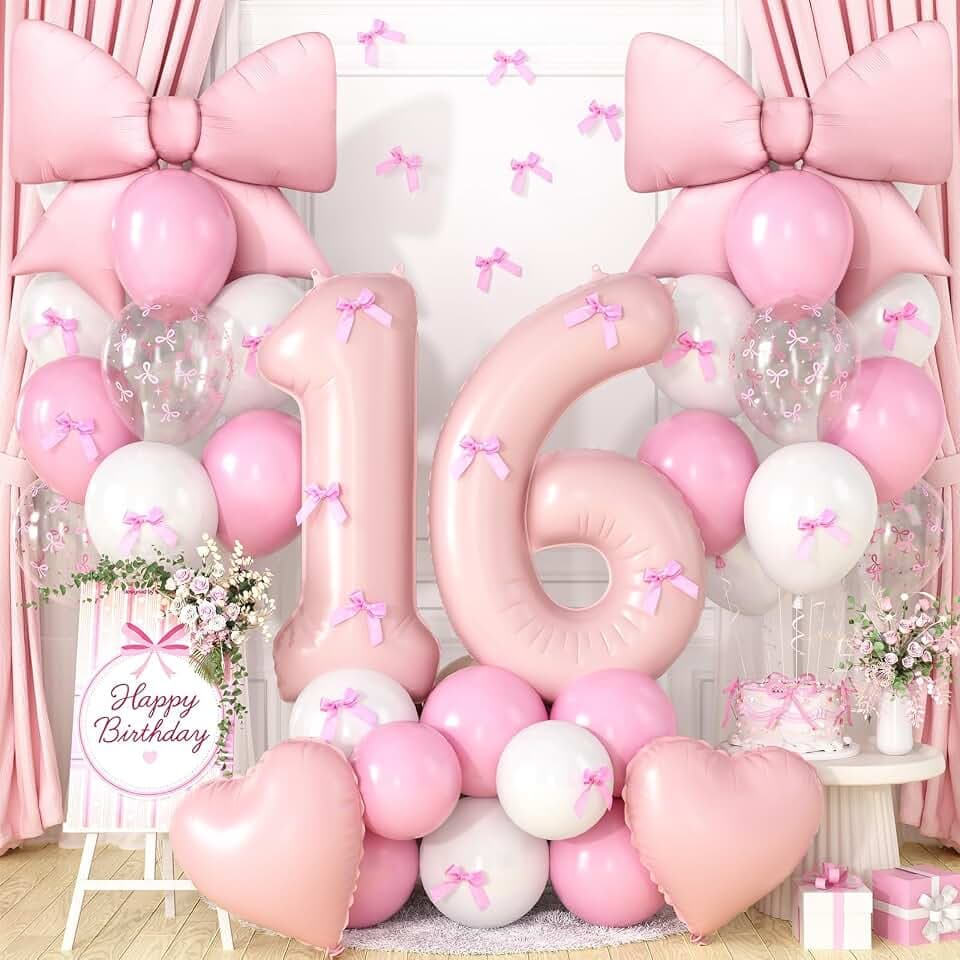 16th Birthday Decorations for Girl,Pink 16 Balloons for Party Decorations