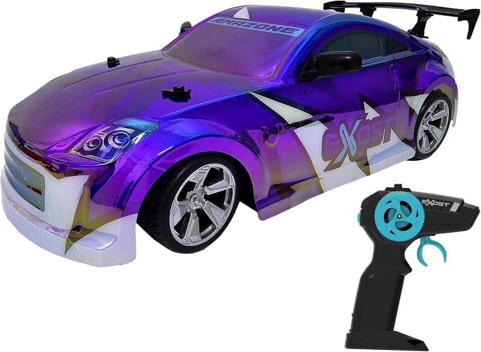Exost – Ferngesteuertes Auto Holographic Shiny Flash – Rosa Karosserie – Lichteffekte – Bis zu 15 km/h – 2,4 GHz, Reichweite 25 m – USB-Wiederaufladbare Batterie – RC Spielzeug Indoor/Outdoor