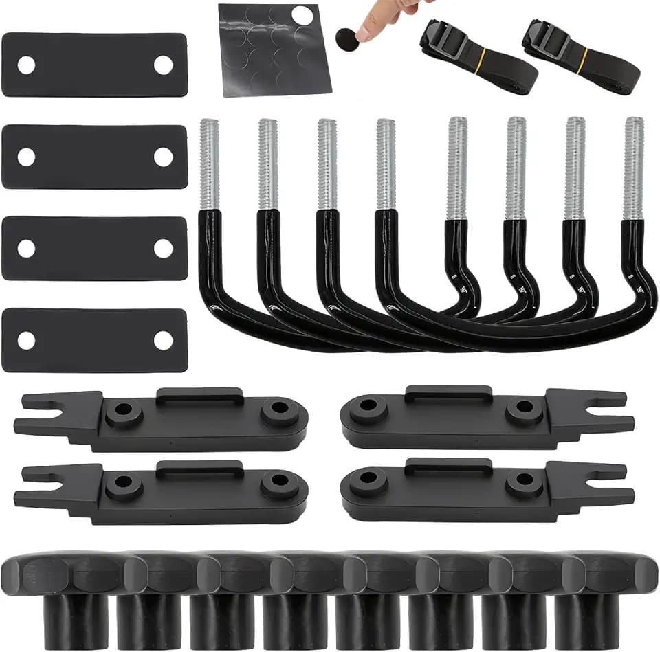 4 Stück Dachbox Befestigung U Bügel, Universal Auto Van Montage Fitting Kit mit 8 Heavy Duty Kontermuttern 2 Bandagen, U-Bolzen Klammern Dachbox Befestigung Halterung Installationszubehörsatz