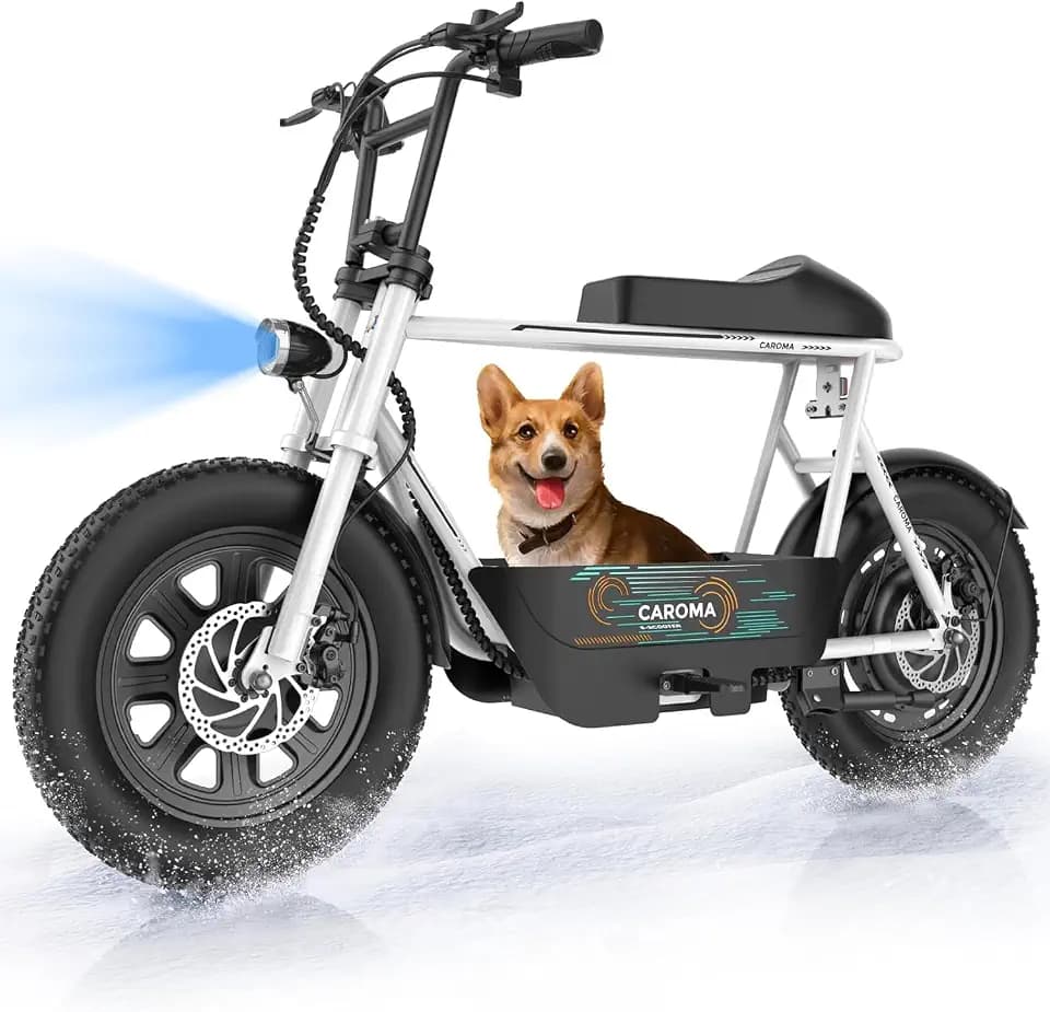 Caroma Peak 1200W Electric Scooter with Seat, 16" Fat Tire Electric Scooter for Adults & Teens, 30 Miles Ranges 20MPH Max Speed, Electric Motorcycle for Commuting with Basket