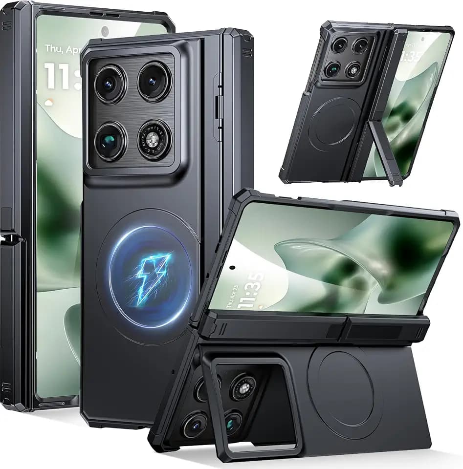 Miimall for Magnetic Motorola Razr Fold 2026 Case with Screen Protector, Dual Kickstand Hinge Protection [Fit for MagSafe] Military Grade Full Body Protective Phone Case for Motorola Fold 2026, Black