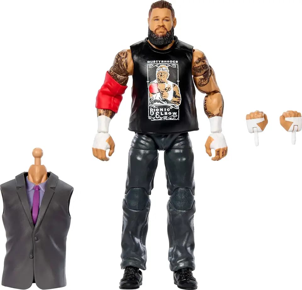 Mattel WWE Elite Collection Actionfigur & Zubehör, Premium Live Event Kevin Owens mit austauschbaren Händen & Build-A-Figure Teilen