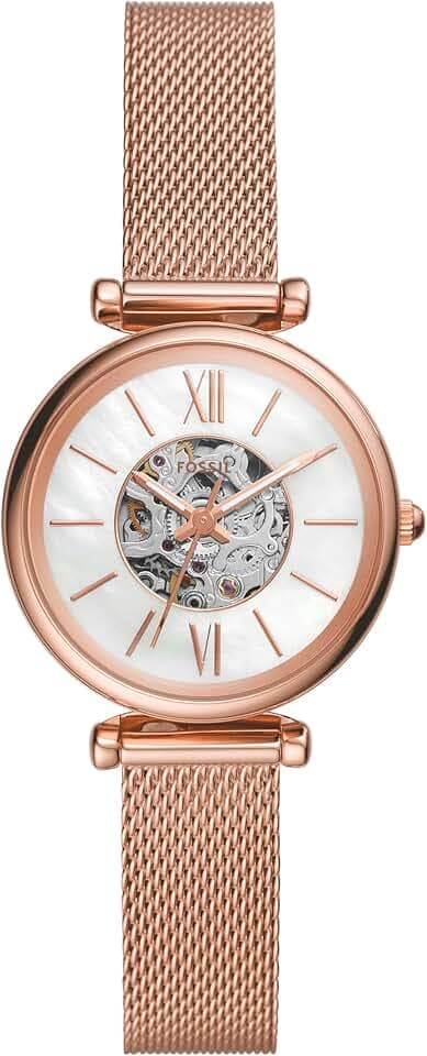 Fossil Women's Carlie Automatic Stainless Steel Mesh Three-Hand Watch for Women,