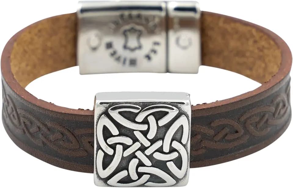 Briomhar Leather Celtic Knot Bracelet Unisex - Irish Jewelry for Women, Celtic Jewelry for Men, Irish Gifts Made in Ireland