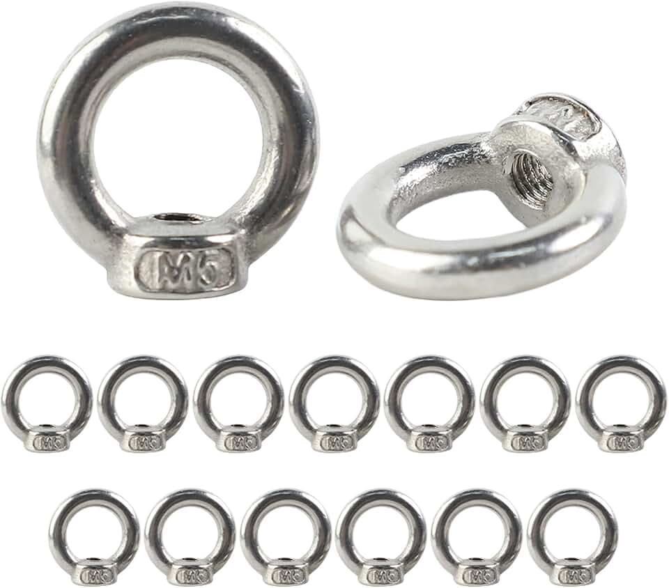 15 Stück Ringmutter M5,Ringschraube M5,RingöSen,ösenmutter Edelstahl Augenmutter,Ringschrauben zum Heben von Accessoires, Hängenden Blumentöpfen, Schwungregalen, Dekoration (Silber)