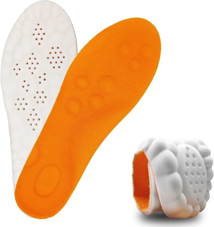 4D Cloud Soles for Memory Foam Arch Support (M9-10/W11-12,Orange)