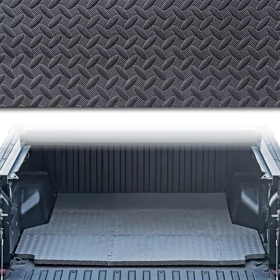 Armordillo Interlocking Foam Truck Bed Mat|Compatible with 2004-2006 Chevy Silverado GMC Sierra / 2007 Classic 5.8 Ft (69.6") Short Bed|8744857|Gray|Mat Liner