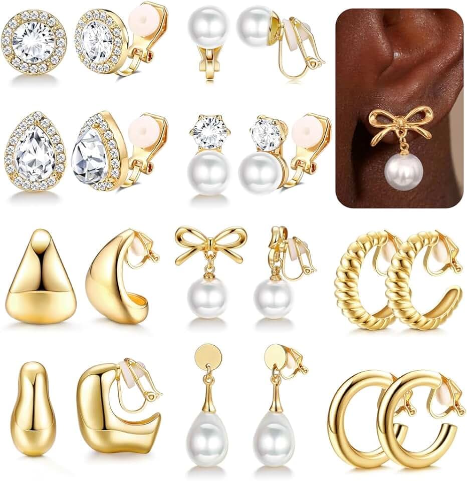 MILACOLATO 10 Paar Clip Ohrringe Damen Hypoallergen Ohrclips Damen