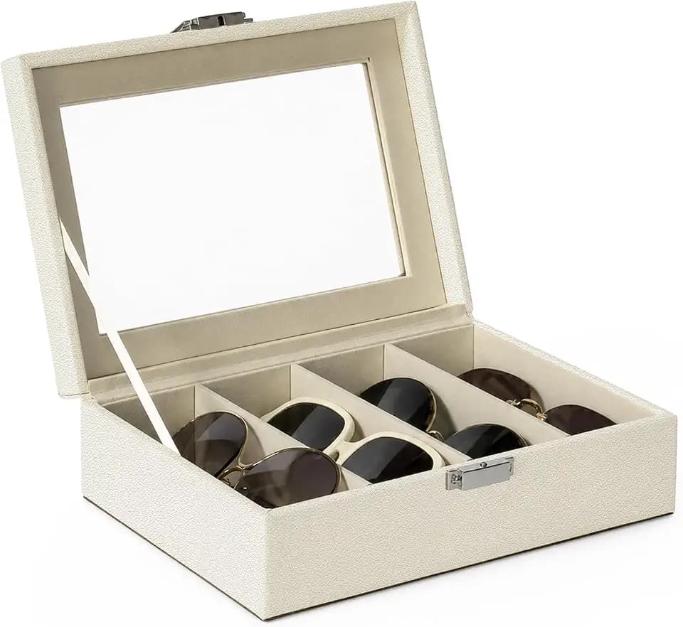 UnionPlus Vegan Leather Multi-Slots Sunglasses Eyeglasses Organizer