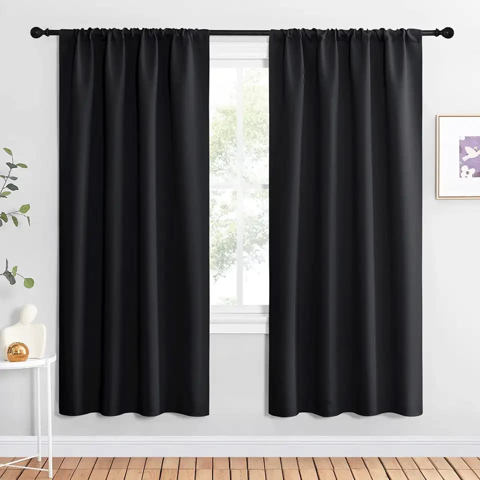 NICETOWN Black Blackout Curtains for Living Room 42" w x 72" L 2 Panels