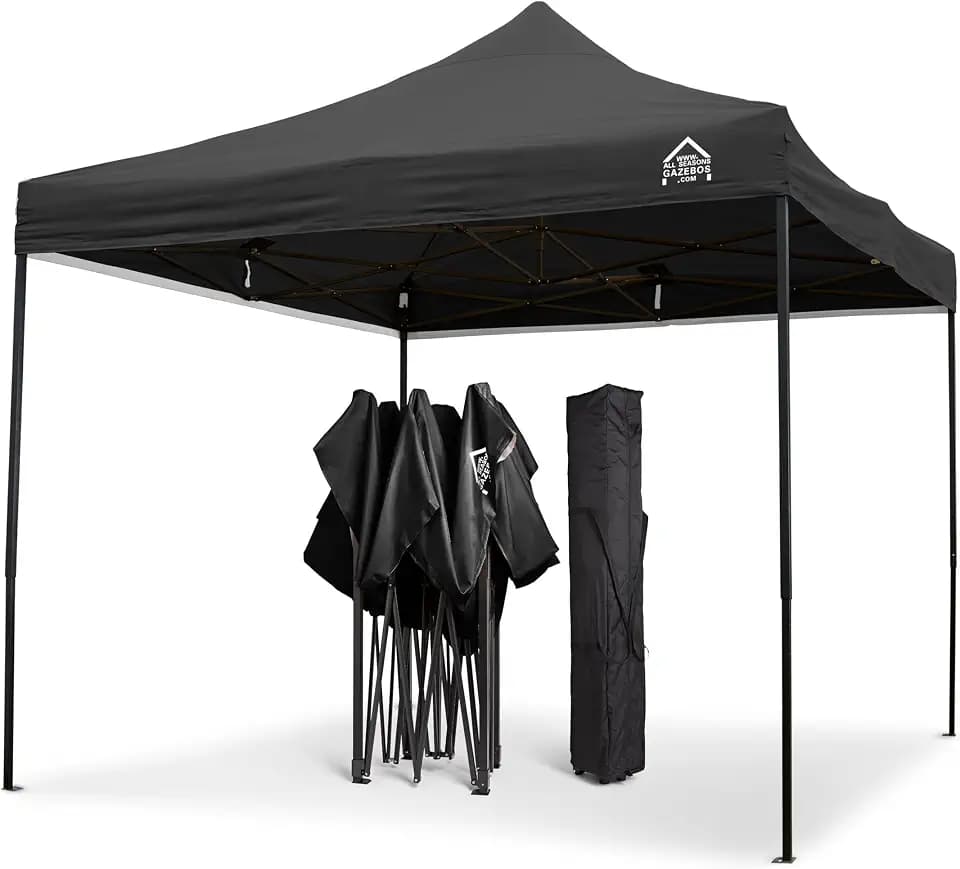 All Seasons Gazebos | 3x3m Pop Up Faltpavillon mit Zubehörpaket | Schwerlast, vollständig wasserdicht, hochwertige Materialien (Schwarz)