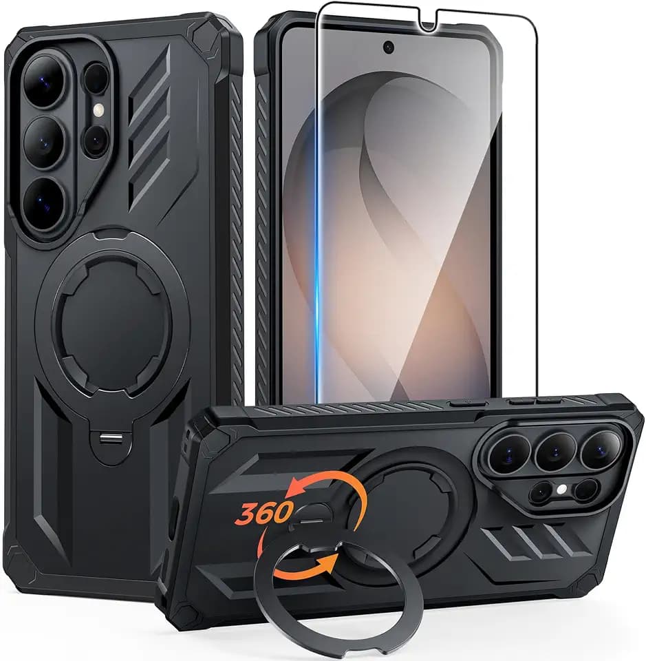 FNTCASE for Samsung Galaxy S26 Ultra Case with 360 Spin Magnetic Stand