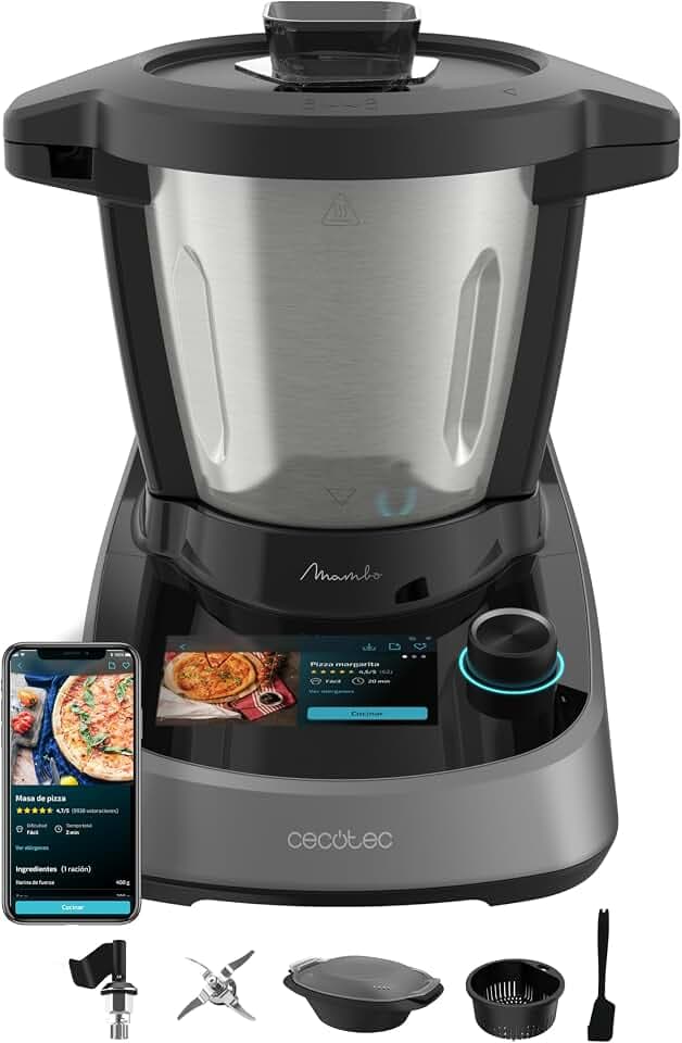 Cecotec Smarte Küchenmaschine Mambo Touch Daily, 37 Funktionen, OneClick | Touchscreen mit Rezepten, App, 2,3 L Nutzkapazität, integrierte Waage, Speed Zero, Selbstreinigung, 4 Gerichte auf einmal