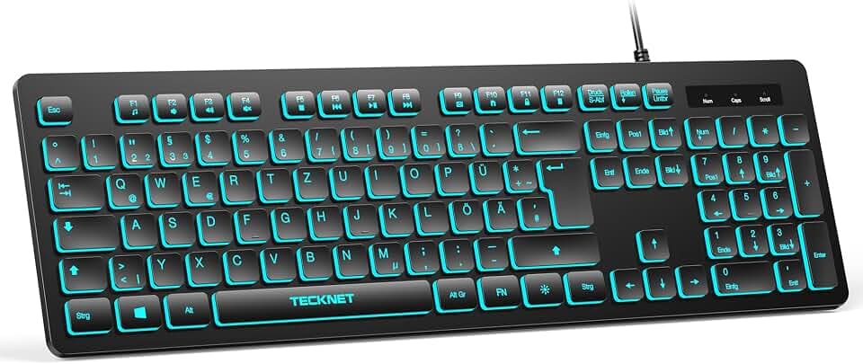 TECKNET Kabelgebundene USB Tastatur, Deutsches QWERTZ Layout
