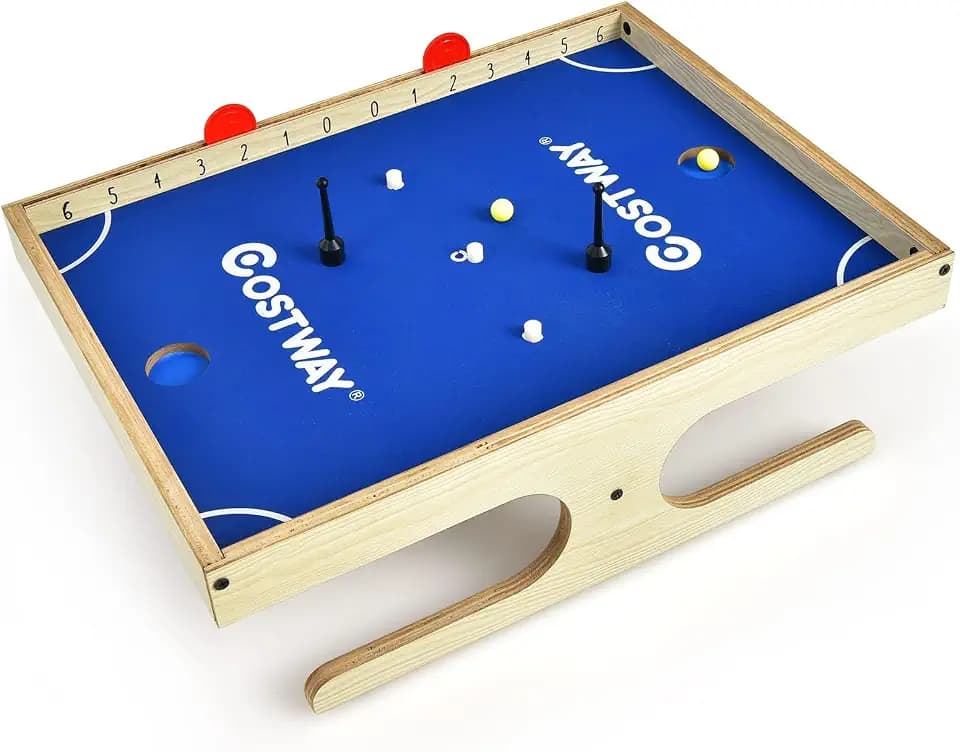 FANTASK Brettspiel Magnetisch, Mini Spieltisch 45 x 33,5cm magnetisch für 2 Personen, Kickertisch mit 2 Bällen & 2 magnetischen Griffen, Geschicklichkeitsspiel aus Holz für Kinder & Erwachsene