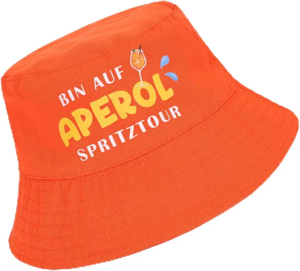 GADITIEK Aperol Hut, Fischerhut Orange, Aperol Spritz Kostüm, Bucket Hat Herren, Aperol Accessoires, Anglerhut, Bierhut,