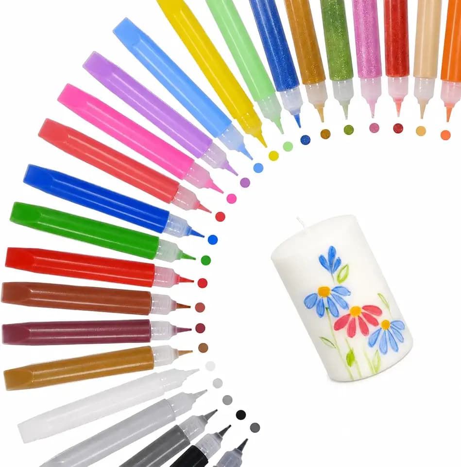 Esoes 24 Stück Wachsstifte für Kerzen Kerzenstifte10 ml Kerzenstifte Candle Pen Tassen Bemalen, Keramik Bemalen set Dekorieren & Gestalten für Kerzen DlY