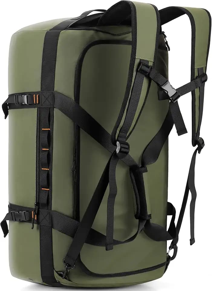 Hulongo Waterproof Duffel Bag Backpack for Men, Green, 90L