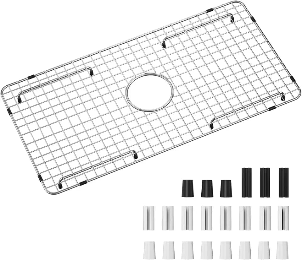 Sink Bottom Grid 29-1/2" X 15-9/16", Centered Drain with Corner Radius 3/8"