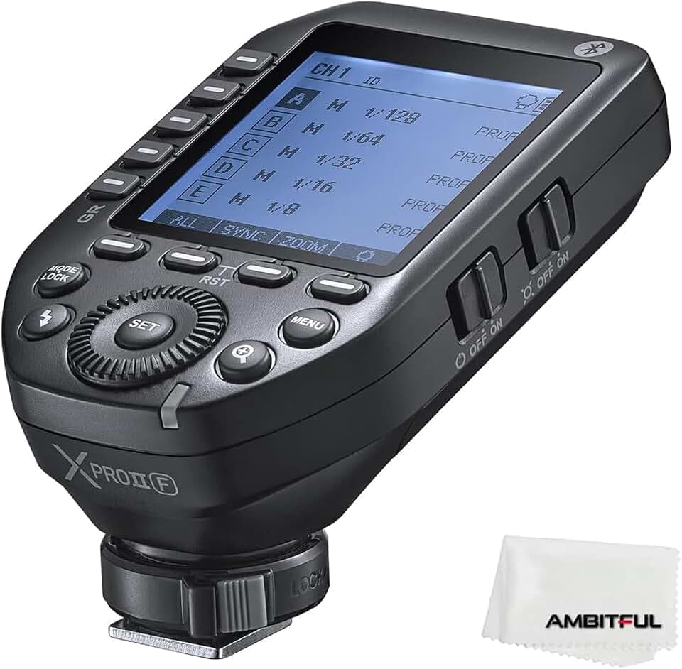 GODOX XproII-F 2.4G TTL Wireless Flash Trigger XProIIF Trigger Autoflash 1/8000s HSS Large LCD Screen 32 Channels 16 Groups Replacement for Fuji Cameras