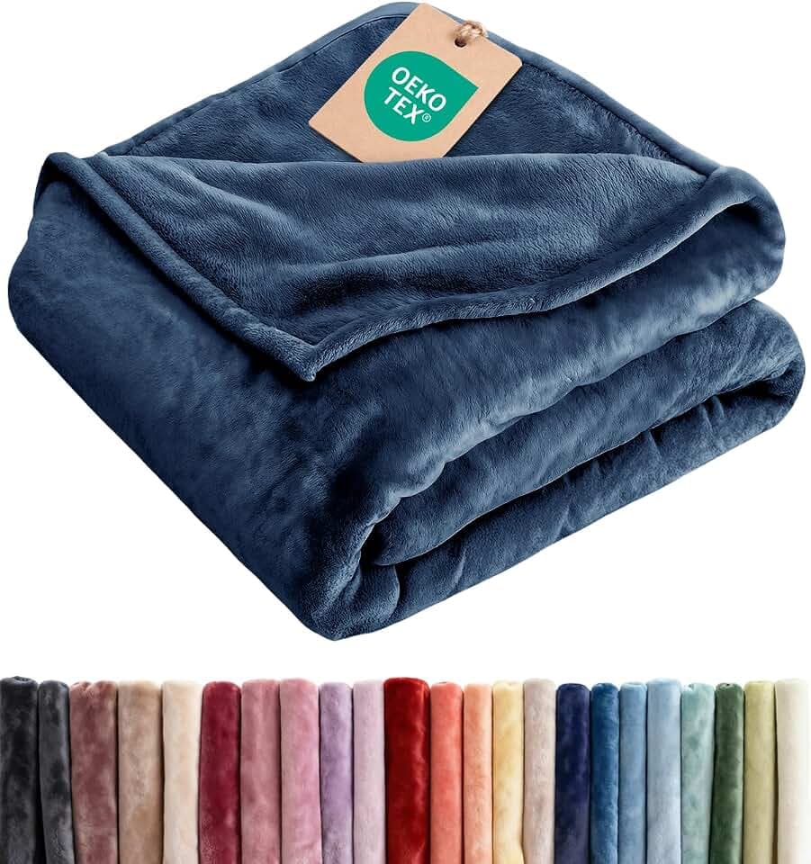 Ultra Soft Fleece Throw Blanket - College Dorm Room Essentials - Navy