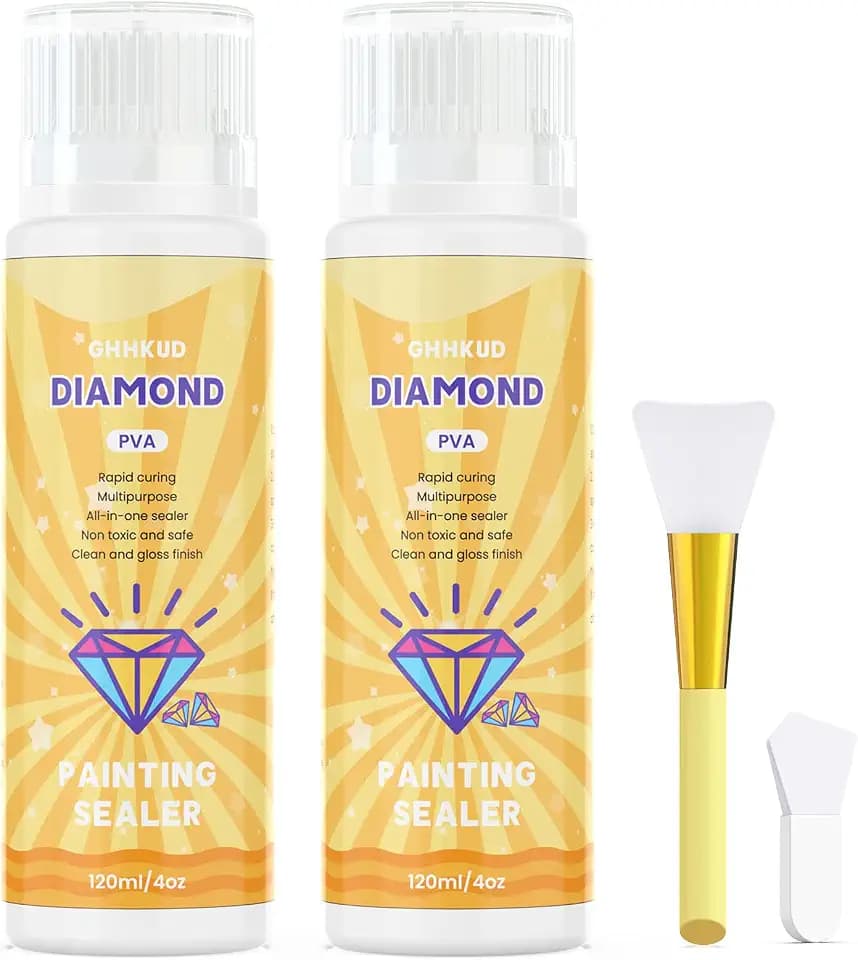 GHHKUD Diamond Painting Versiegelung 240ml - Diamand Painting Zubehör für Strahlend Glitzernde Bilder - Diamant Paintingi Kleber mit Schwammkopf, Schutz Versiegelung für Diamont Painting