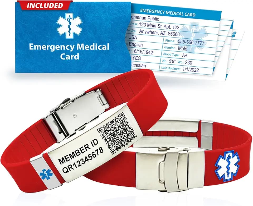 Universal Medical Data Emergency Bracelets, QR Code Bracelet, Red