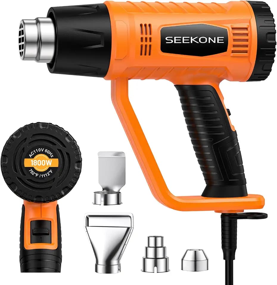 SEEKONE Heat Gun 1800W with 1112℉&752℉ 2 Temperature Settings for Crafting