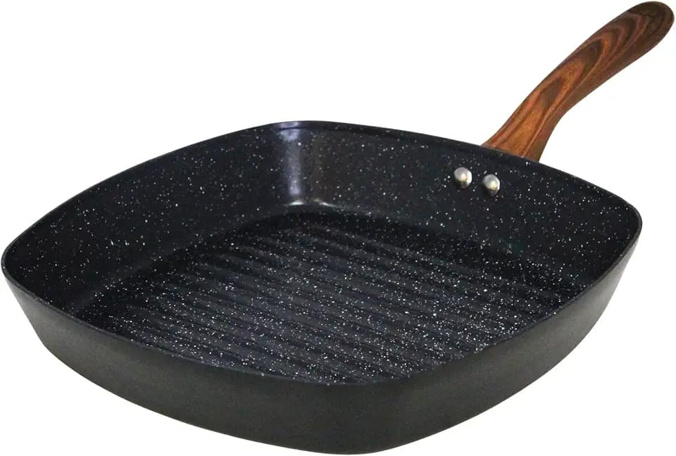 IMUSA 11 Inch Madera Aluminum Black Ceramic Square Grill for Vegetables