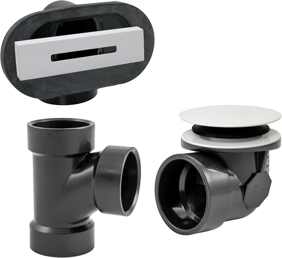Westbrass D560RKA-50 1-1/2" Coarse Thread Tip-Toe Bathtub Drain Trim with Linear Overflow Cover, Sch. 40 ABS fittings,