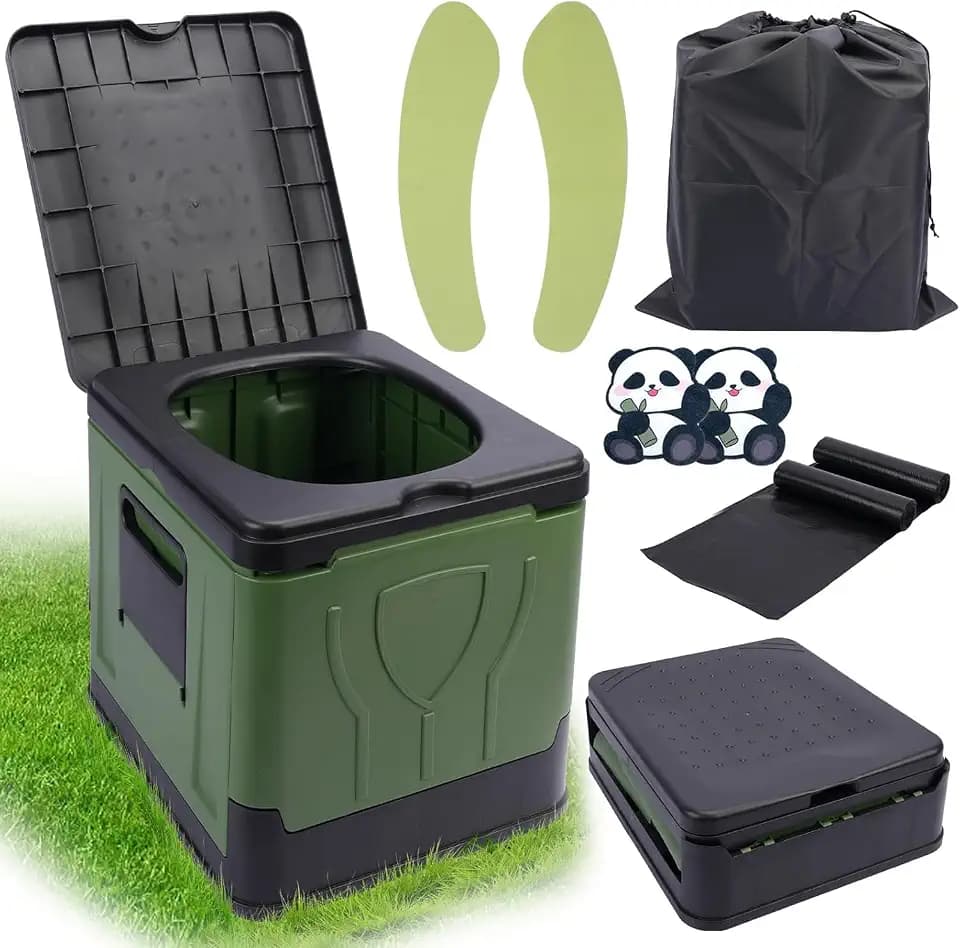 Campingtoilette Faltbar,Mobile Toilette mit Deckel,WC Klapptoilette,Trenntoilette Camping max 150 kg,Camping WC für Outdoor Camping,Festival,Stau,Zelten
