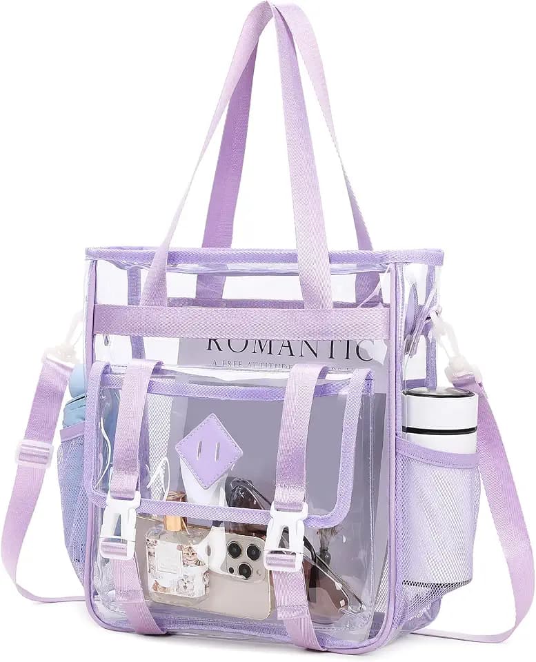 MUSEVOS Clear Tote Bag Stadium Approved 12x6x12, Thickened Heavy Duty PVC Transparent Tote Bag Water Resistant