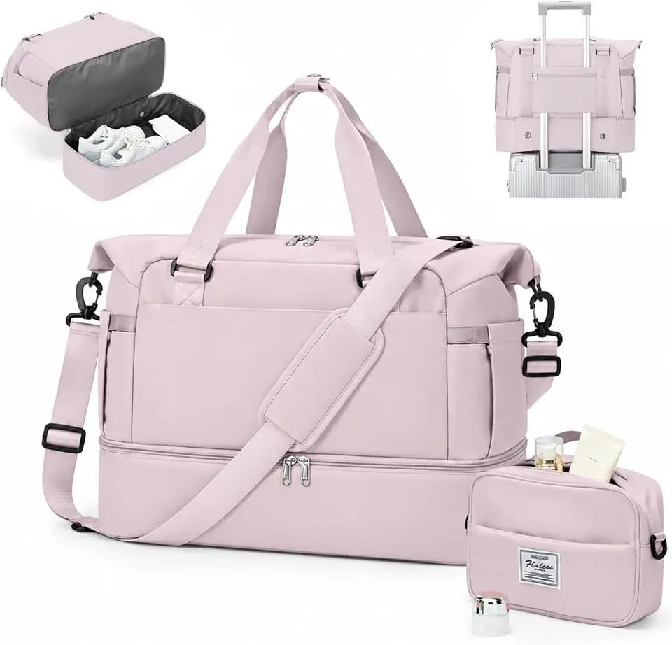 Weekender Bags for Women, Carry On Travel Duffle Bag with Shoe Compartment