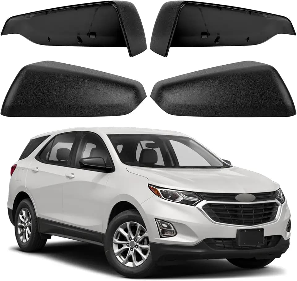 Driver & Passenger Side Mirror Cover Replacement for Chevrolet Equinox 2018-2023, for GMC Terrain 2018-2023 - Left & Right Side Mirror Covers, Rear View Mirror Cap Accessories Textured