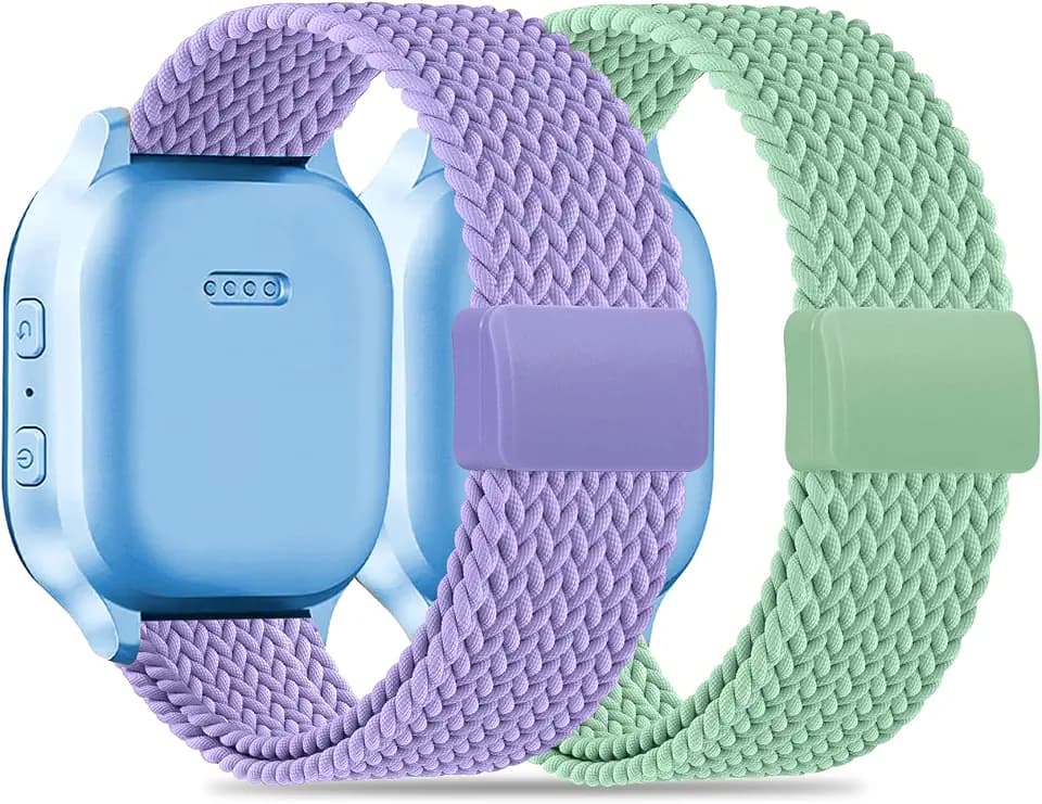 Magnetic Braided Band Compatible with Cosmo JrTrack 5/4/3/2 SE/2/JrTrack & Gizmo Adventrue 3 3 2 1/Gabb 3e 3 2 1/SyncUP Watch 2 1, 2 Pack Soft Breathable Strap Easy Buckle for Small Wrist