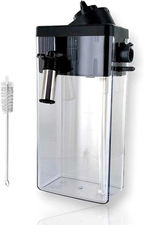 Milchkanne mit Deckel + Reinigungsbürste für DeLonghi 5513296641 für Kaffeemaschine Kaffeevollautomat wie ECAM 23 24 25 350 352