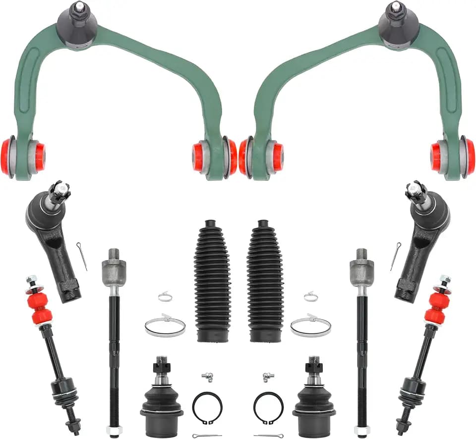 Front 12pc Suspension Kit for 4WD 2005-2008 Ford F-150,2006-2008 4WD Lincoln Mark LT, 2 Upper Control Arms 2 Lower Ball Joints 2 Sway Bars 4 Tie Rods 2 Boots+Bellows Replacement
