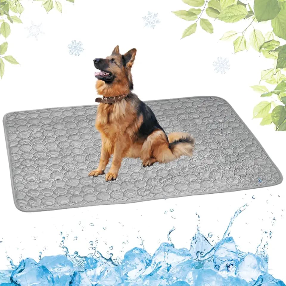Kühlmatte Hunde, Selbstkühlende Hundematte, Kühldecke Katzen, Ungiftig Kühlkissen für Haustiere, Waschbar Hund Kältematte für Drinnen, Draußen und Auto(Grau,70x100cm)