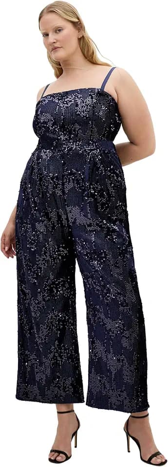 City Chic Women's Plus Size Jumpsuit - Glimmer Sequin Strapless
