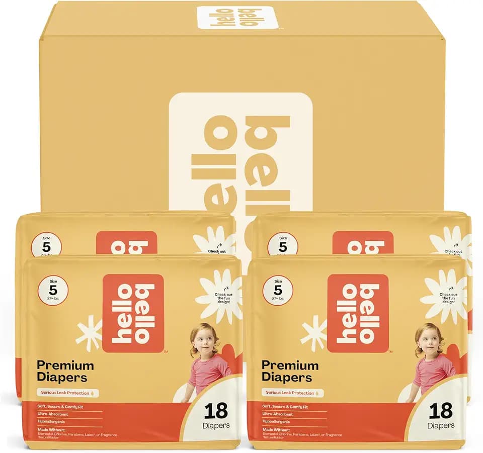 Hello Bello Diapers, Size 5 (27 lbs) Wild Cats, 72 Count Value Pack of Premium Disposable Baby Diapers, Hypoallergenic with Soft, Cloth-Like Feel
