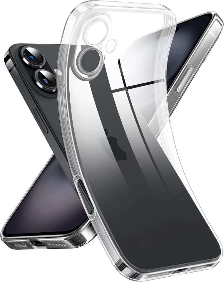 Supdeal Crystal Clear Case for iPhone 16, [Not Yellowing] [Camera Protection] [Military Grade Drop Tested] Transparent Shockproof Protective Soft Silicone Slim Cover, 6.1 inch, Transparent