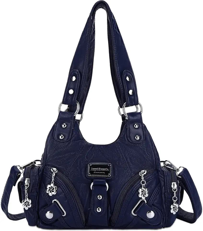 Angel Kiss Purses for Women Small Hobo Shoulder Bags Vagen Leather Multi-Pocket Tote Bag with Zipper
