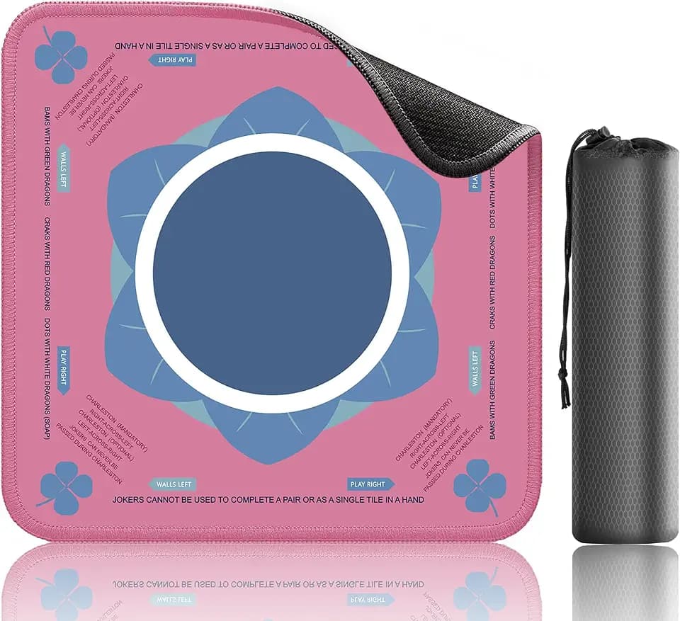 Newoh Mahjong Mat (32” x 32”) with Black Carrying Bag（Pink）