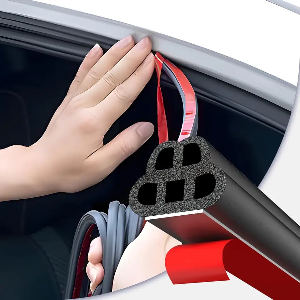 alophoty Car Door Seal Strip, 86.9 Ft, Double Layer 5-Hole, 0.39" × 0.31"