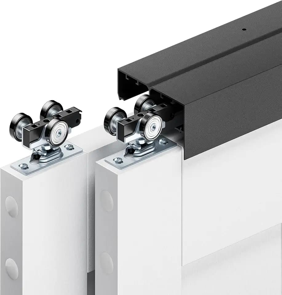 6FT/72 Bypass Door Hardware, Closet Door Track Kit, Black