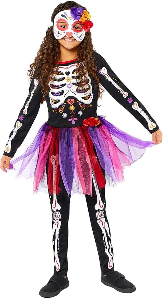 amscan Halloween-Kostüm für Kinder, Tag der Toten, Skelett, Alter: 4–12 Jahre