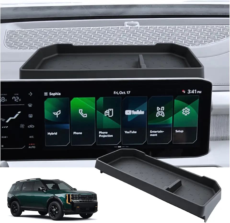 BIXUAN 2027 Telluride Dashboard Organizer for 2027+ Kia Telluride Behind Screen Organizer Dash Hidden Tray Center Console Storage Bin 2027 Telluride Interior Accessories