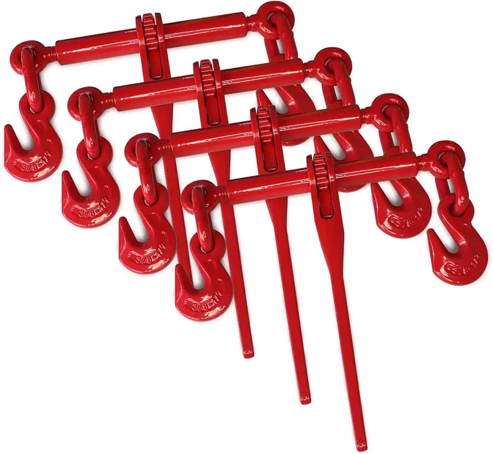 ENJ 4 Pack Ratchet Load Binder with 2 Grab Hooks,for 3/8-1/2 Grade 70 Chain