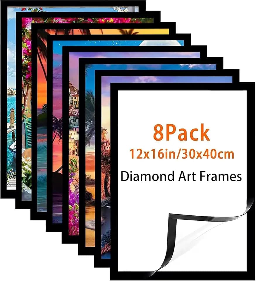 Huacan Diamond Painting Frames 12x16in/30x40cm, Magnetic Diamond Art Frame Self-Adhesive (8 Pack)